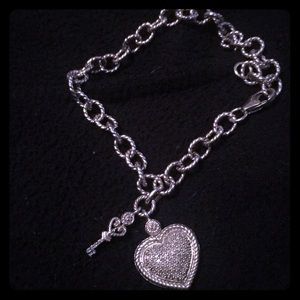Diamond heart and key bracelet
